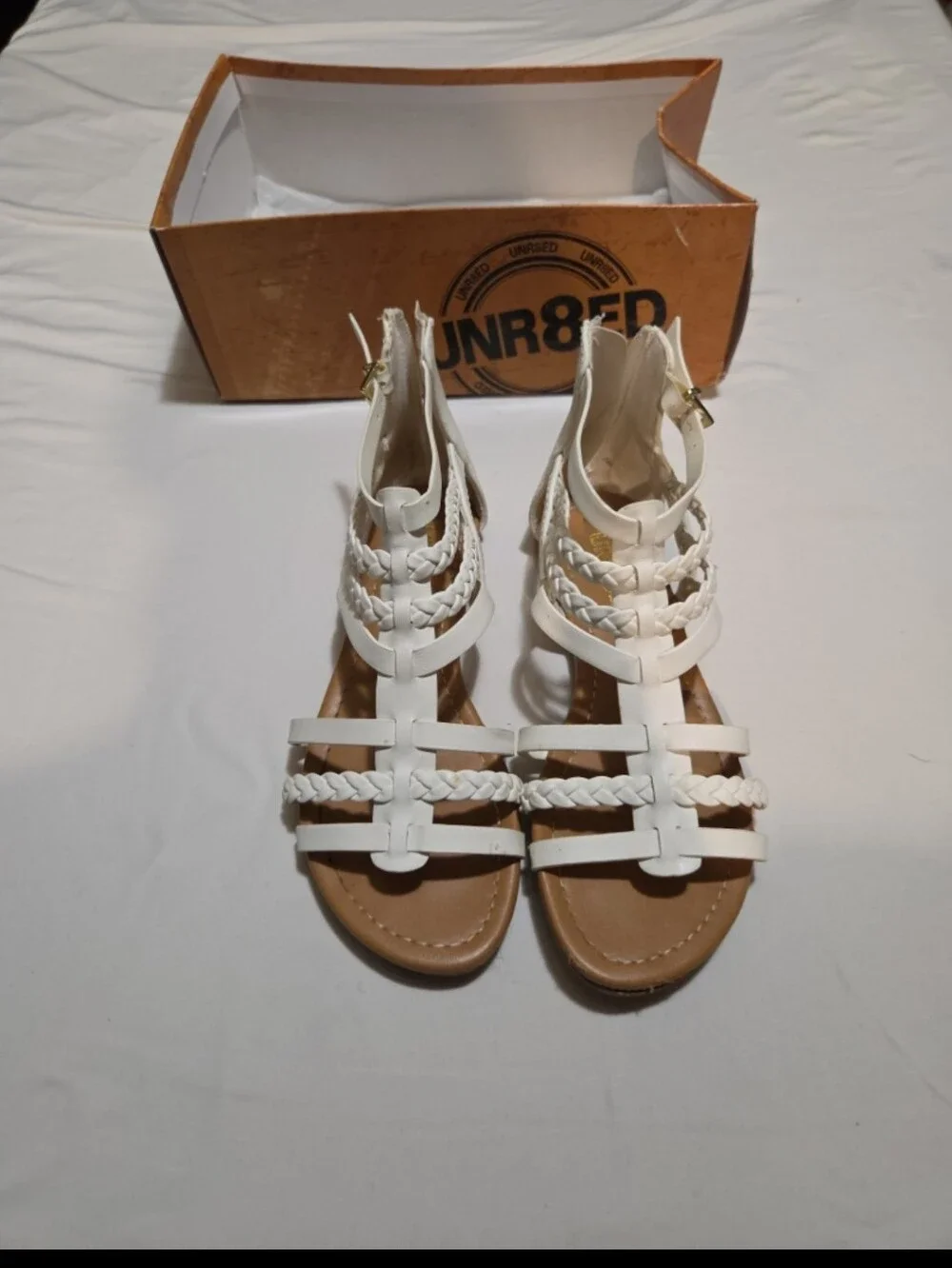 Unr8ed older girl 3.5 white lace sandals #06